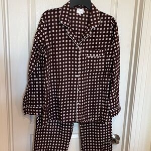 Darling brand brown, and White Check Women's Pajama Set lightweight cotton NEW
